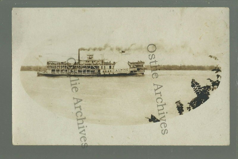 St. Louis MISSOURI RP 1908 STEAMBOAT ALTON Under Steam Mississippi River STEAMER