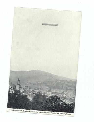 1908 Original Mint RPPC Zeppelin over Stuttgart Postcard