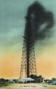 VINTAGE POSTCARD OIL WELL IN TEXAS VERY FRESH LINEN CARD