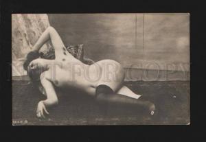 3075402 NUDE Female in Black Stockings Vintage Real PHOTO