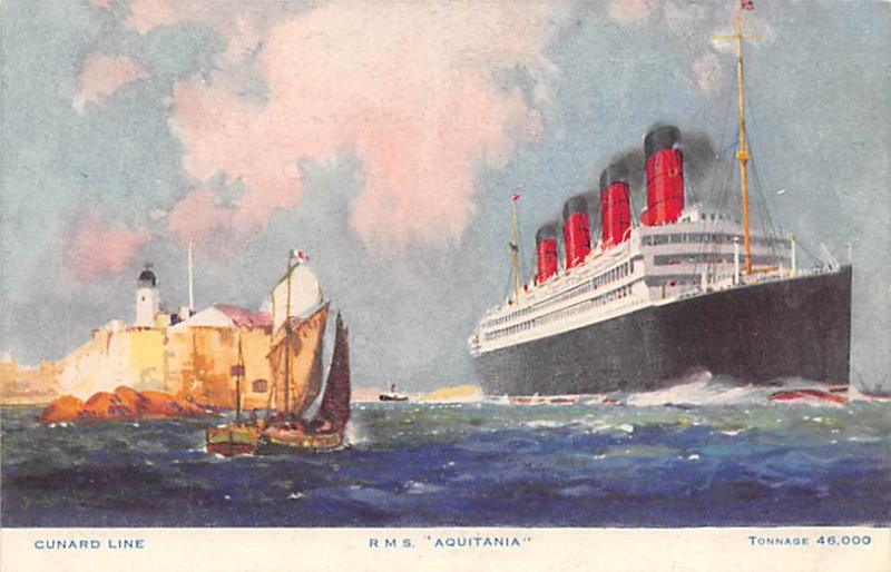 R.M.S. Aquitania Ocean Liner Ship Cunard Line Ship Steamer Unused 