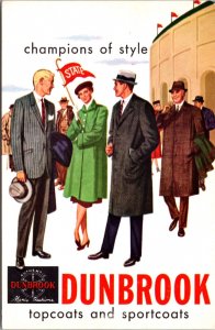 Advertising Postcard Dunbrook Topcoats and Sportcoats Champions of Style