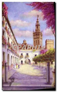 Old Postcard Sevilla Patio Banderas