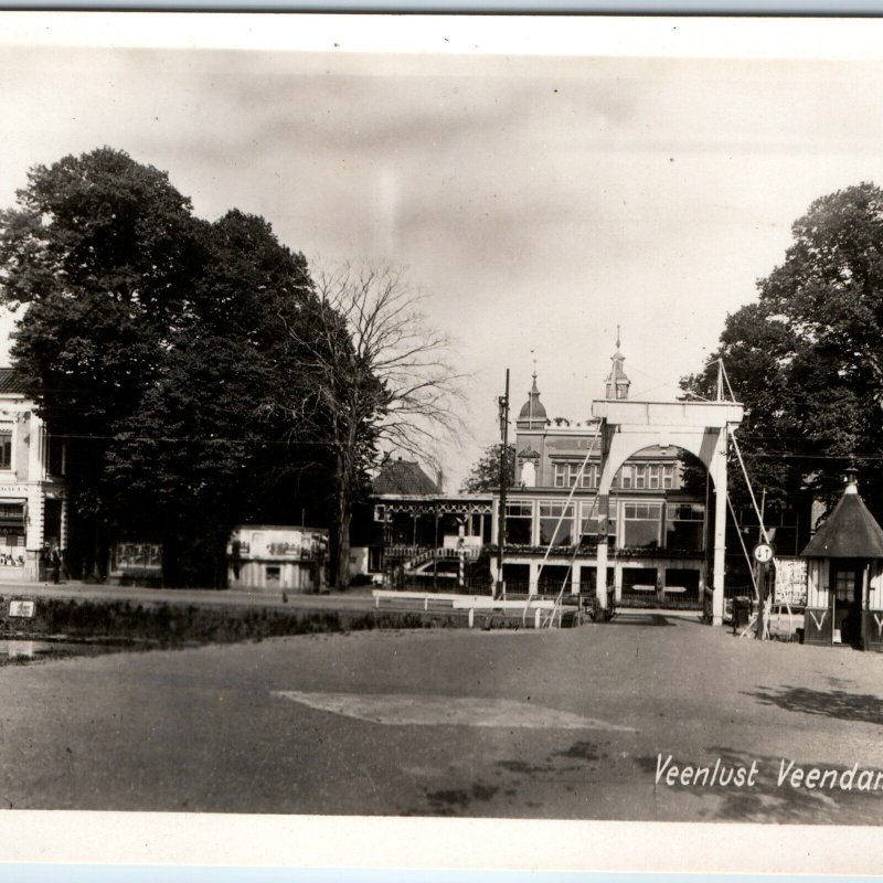 c1910s Veendam, Netherlands RPPC Veenlust Society Photo Bridge Shop A150