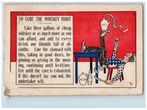 c1910's Drunk Man Snake To Cure The Whiskey Habit Humor Canada Antique Postcard