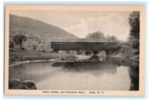 Fitch's Covered Bridge Delaware River Delhi NY New York Postcard (DX3)