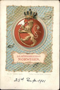 Kohl Arms of the Nations Norway Norwegian Shield Heraldic c1910 Postcard