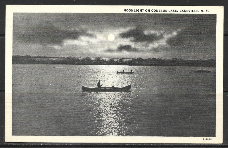 New York, Lakeville - Moonlight On Conesus Lake - [NY-352]