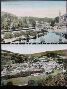 LLANGOLLEN x 2 Town from Barbers Hill & On The Dee - Old Postcards