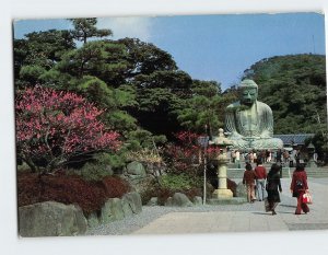 Postcard Giant Buddha of Kamakura and Plum Blossoms, Kamakura, Japan