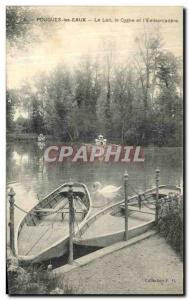 Old Postcard Pougues Waters Lake Swan and Embarcadere