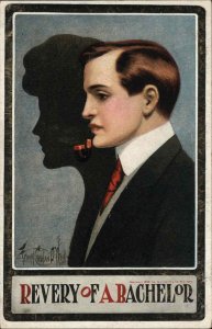 Metamorphic Silhouette Fantasy Beautiful Woman Man Smoking Pipe c1910 Postcard