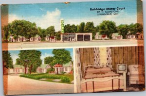 Postcard MO Springfield Baldridge Motor Court Motel Firdler Operator