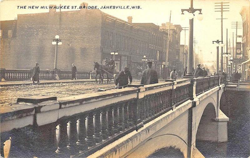 Janesville WI The New Milwaukee St. Bridge Photo by Weirick RPPC Postcard