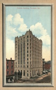 Portland Maine, 1913 Fidelity Building Retail Stores Dirt Road, Vintage Postcard