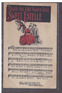 Ca 1905-1906 SWEET ESTELLE, RARE MUSIC POST CARD W/LYRICS & ILLUSTRATED IN COLOR