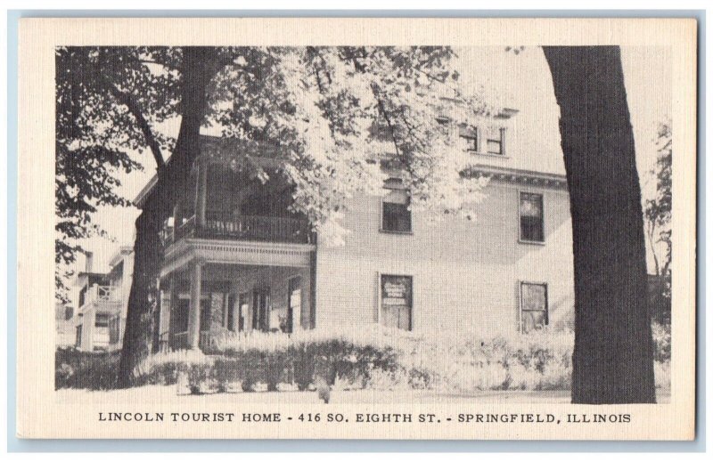 Springfield Illinois IL Postcard Lincoln Tourist Home Eighth St. c1940 Vintage