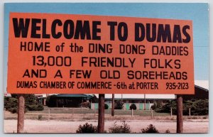 Chamber Of Commerce Dumas Home Of Dingdong Daddies Dumas Texas TX Postcard