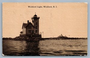 WICKFORD RI LIGHTHOUSE ANTIQUE POSTCARD