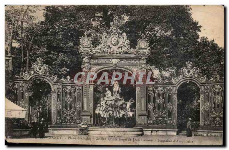 Old Postcard Nancy Place Stanislas grids Wrought iron Jean Lamour Fountain of...