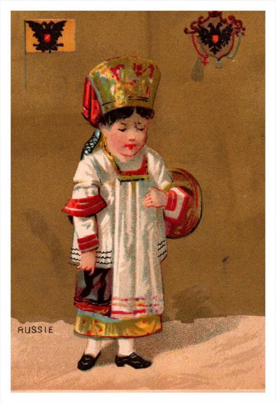 Russie    Flag, Girl   Victorian  Trade Card