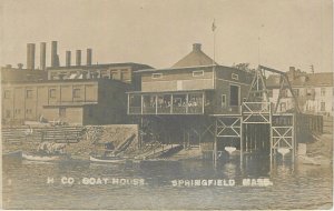 Postcard RPPC C-1910 Massachusetts Springfield H Co Boat House MA24-602