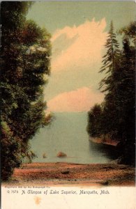 View of Lake Superior at Marquette MI Undivided Back Vintage Postcard S64