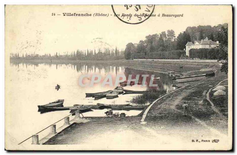 Old Postcard Villefranche Sur Saone The Banks of the Saone in Beauregard