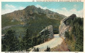 Vintage Postcard Big Cut In South St. Vrain Highway To Estes Park Rocky Mountain