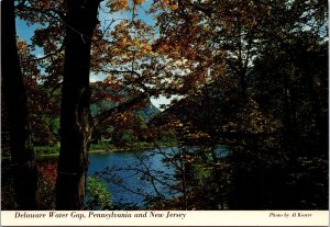 VINTAGE CONTINENTAL SIZE POSTCARD DELAWARE WATER GAP PENNSYLVANIA & NEW JERSEY