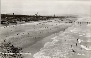 Ocean Beach San Francisco California Beach Scene Birdseye Zan RPPC Postcard H8