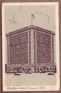 Iowa Davenport Blackhawk Hotel with flag on roof IA