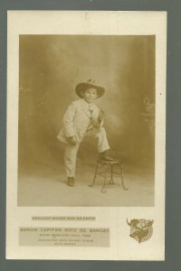 RPPC c1910 ADVERTISING Dwarf MIDGET CIRCUS Side Show Baron de Barcsy #3 COWBOY