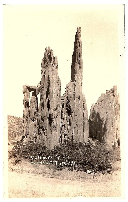 RPPC Postcard Colorado Cathedral Spires Garden of the Gods by Dye