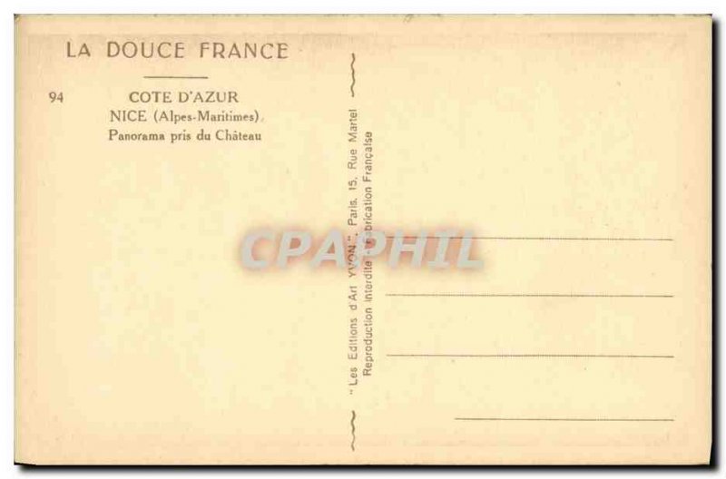 Postcard Old Nice Panorama pris du Chateau