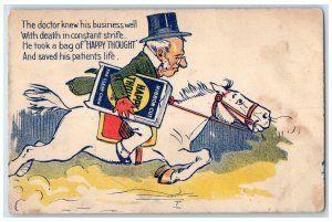 c1905 Robbin Cut Happy Thought Doctor Riding Horse Antique Advertising Postcard