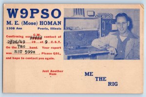 1949 W9PSO M E Mose Homan Ham Radio Shack Peoria Illinois IL Vintage Postcard