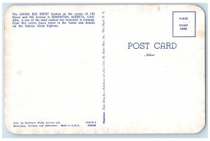 c1950's Union Bus Depot 102 Avenue Edmonton Alberta Canada Vintage Postcard