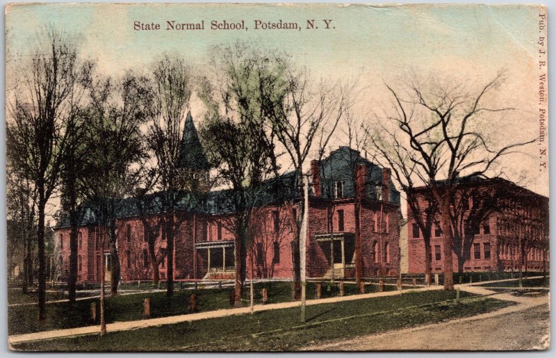 1910's State Normal School Potsdam New York NY Grounds & Trees Posted Postcard