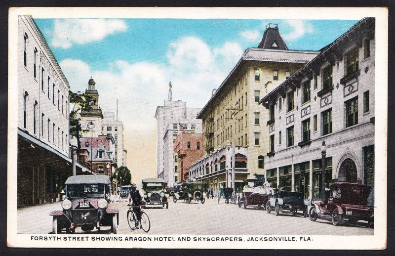 FL – Jacksonville – Forsyth St showing Aragon Hotel