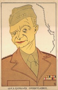 Military General Dwight Eisenhower Army WW2 Caricature Postcard 07.37