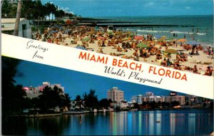Florida Miami Beach Greetings From The World's Playground Split View
