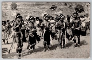 Port Moresby Papua New Guinea Natives Preforming RPPC c1950 Postcard A26