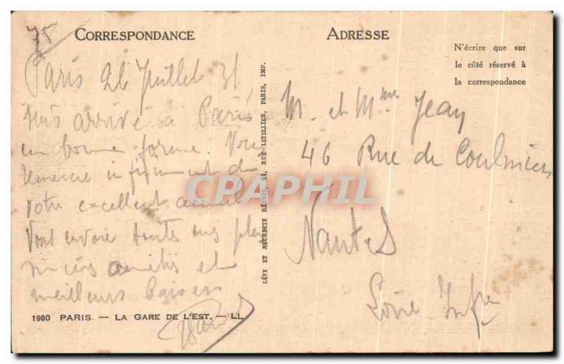 Old Postcard The Paris Gare De L & # 39Est