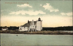 Southport Maine ME Hendricks Head Light Lighthouse c1910 Vintage Postcard