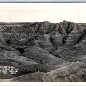 c1930s Badlands, SD RPPC Earth Formed Many Colors Bad Lands Rise Real Photo A259