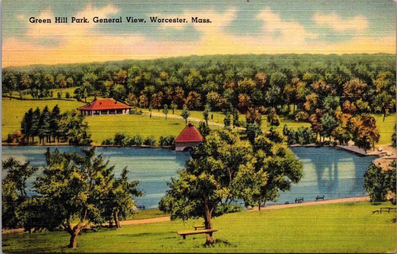 View Overlooking Green Hill Park, Worcester MA Vintage Postcard R75
