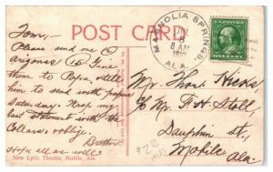 1910 New Lyric Theatre, Mobile, AL Postcard *4W