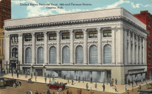 OMAHA NEBRASKA~UNITED STATES NATIONAL BANK-16th & FARNAM STREETS~1910s POSTCARD