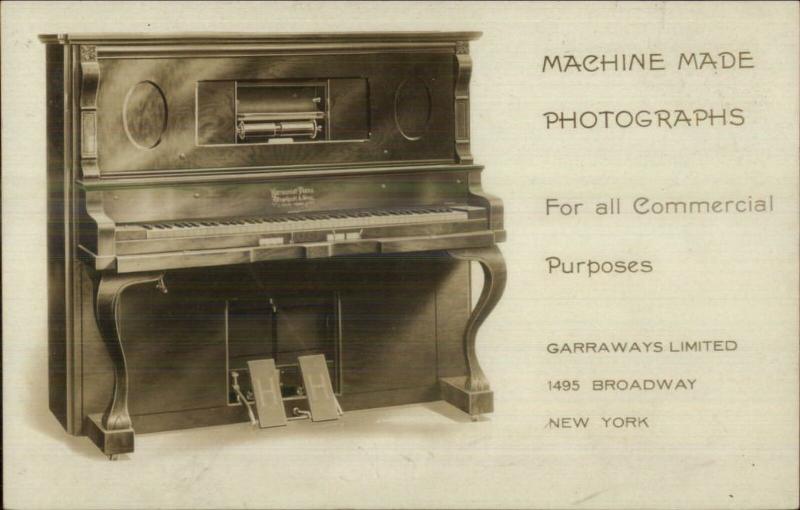 Machine Made Photographs Garraways New York City Broadway Harmonist Piano